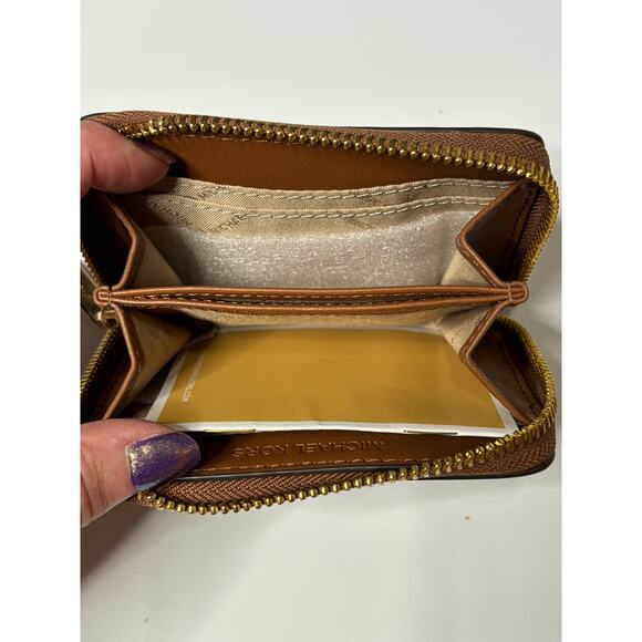 Michael Michael Kors NWT Jet Set Travel Medium Zip Around Card Case Camel Multi - Picture 6 of 6